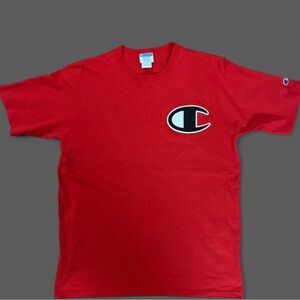 Champion Red Tee with Iconic Emblem